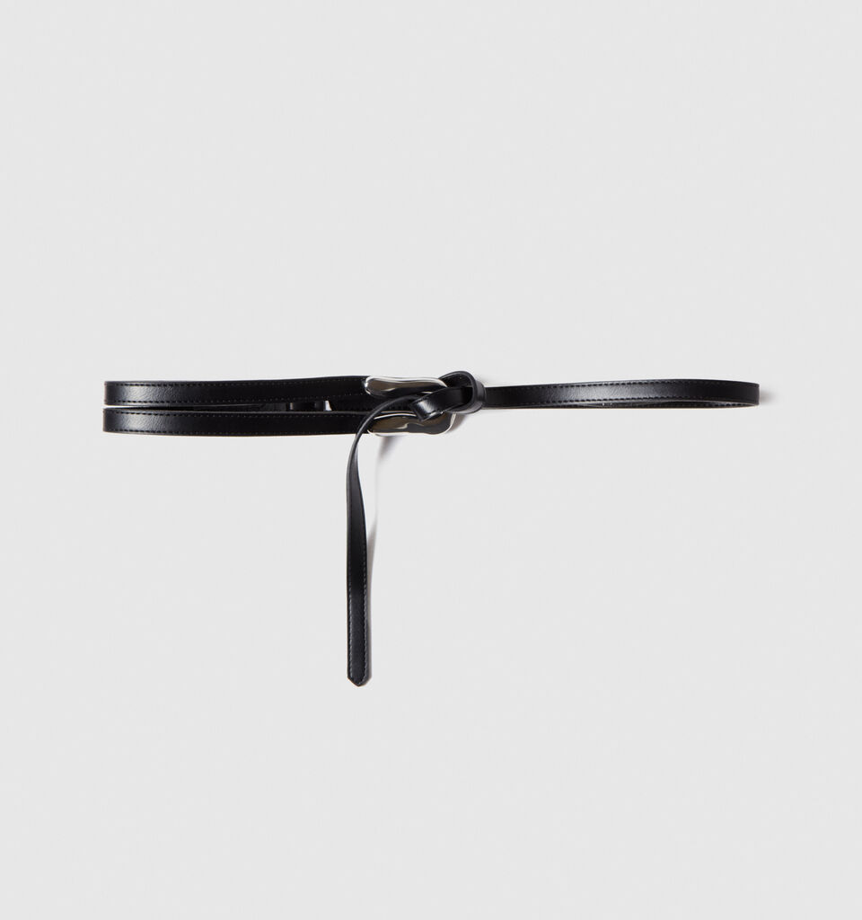 High-waisted asymmetric belt - women's belts - Black | Sisley image number 1